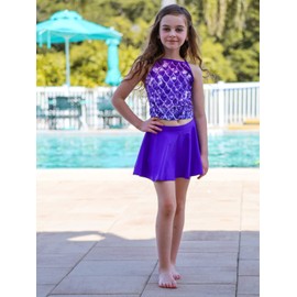 Little Girls Tankini Swimsuit 5t 6t Bathing Suit Hawaii Beach Swimwear Adjustable Strap Quick Dry for Beach Vacation