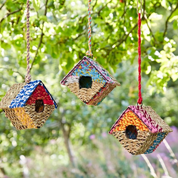 Diamond Recycled Cotton Birdhouse - Handmade Bird Nester/Nest Box -