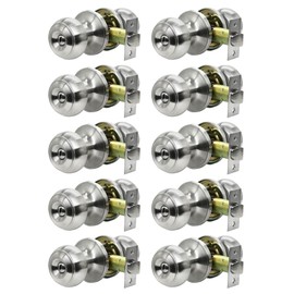 SUNTAI Privacy Door Knobs, Brushed Nickel Interior Door Knob for Bedroom/Bathroom/Interior Doors, Stainless Steel Keyless Lock Set,Thumb-Turn Locking Inside,10Pack