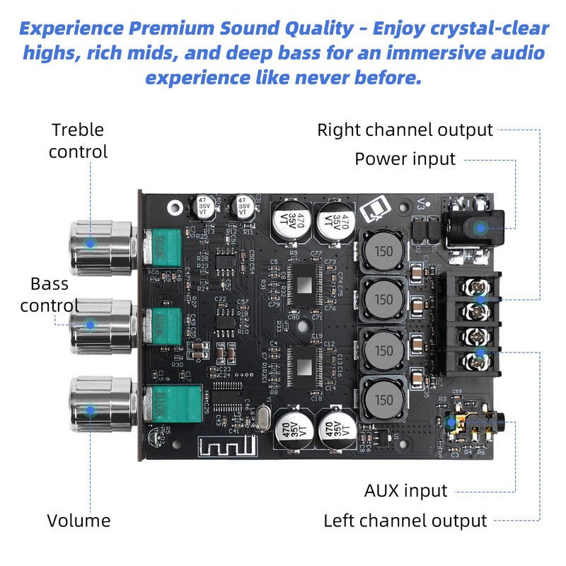 Cozychord ZK-1002T Bluetooth 5.0 Stereo Amplifier Board, 200W HiFi 2.0