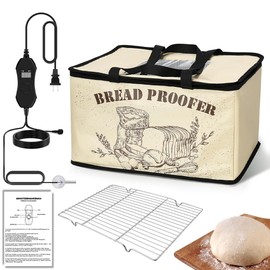 Msiud Bread Proofer with Heater, Dough Proofing Box with Temperature Control Timer, Foldable Sourdough Starter Kit for Baking Pizza Making Yoghurt Cheese Fermentation(0–130℉)
