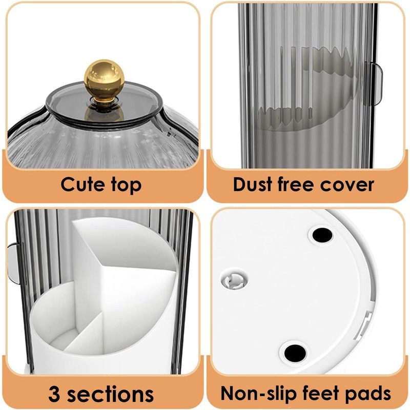 Growsun Rotating Makeup Brush Holder Organizer with Lid 360°Spinning Waterproof