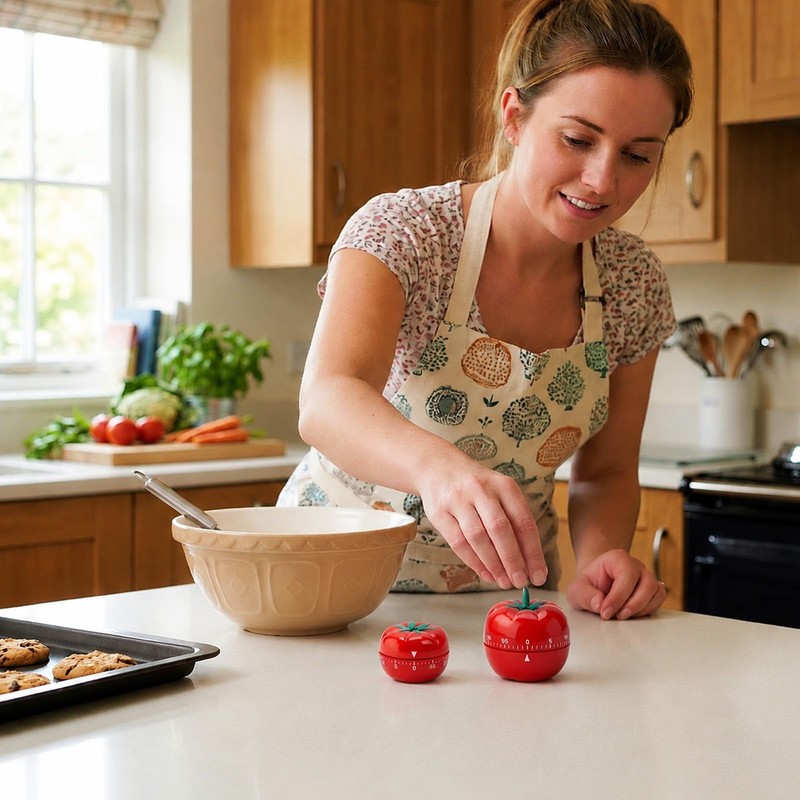 2Pcs Kitchen Timer 60 Minutes Timer, Tomato Timer, Mechanical Kitchen