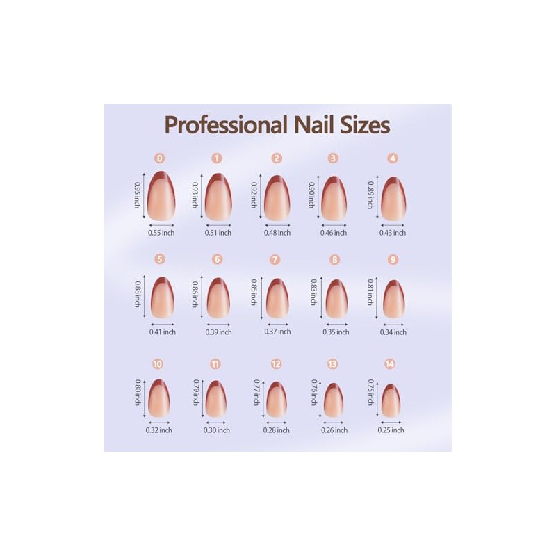 Misssix XBASICTIPS Uñas postizas francesas, 150 unidades, almendra mediana, gel