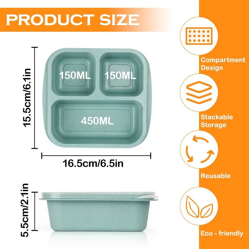 Eidoct 4 Pack Snack Boxes, Reusable Bento Lunch Boxes with
