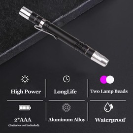 POCKETMAN UV LED Torch, 2 in 1 Portable Black Light Torch, Flash Light with White Light and UV Light Combo, Black Light Pet Urine Detector for Dogs, Cats, Bed Bugs, Scorpions (Pack of 1)
