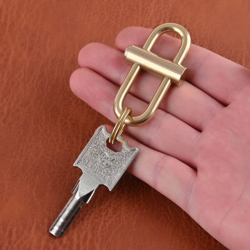 Brass Keychain, Smal Oval Slide Locking Snap Lock Clip Buckle