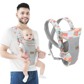 IULONEE Baby Carrier Wrap Hands Free Ergonomic Portable 4 in 1 Newborn Carrier Slings Soft Toddler Back Carrier for Infant 3-36Months Colorful