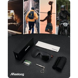 Meeloog Large Polarised Sunglasses for Men and Women Flat Top Outdoor Sports Sunglasses Driving Sunglasses UV Protection, Matte Black Frame/Red/Grey Lens