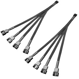 YELLOW SAND SHELL 3 Way 4 Pin PWM Fan Splitter,Adapter Cable Sleeved Braided Y Splitter PC 4 Pin Fan Extension Power Cable 1to2 1to3 1to4 (1to4-2P)