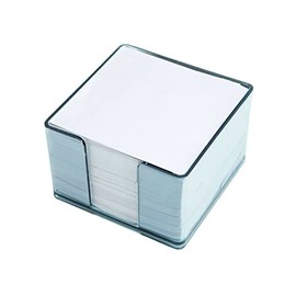 Vsorce4u 400 x Sheet with Plastic Memo Block - 80 x 80 x 50mm Plain White Paper Sheets, Memo Jotter Block Notes with Plastic Cube Holder