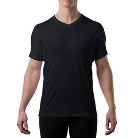 Men's Sweatproof Undershirt | Cotton V Neck T-Shirt with Underarm Sweat Pads | Original Fit | Aluminum-Free Alternative | Black | 3X-Large