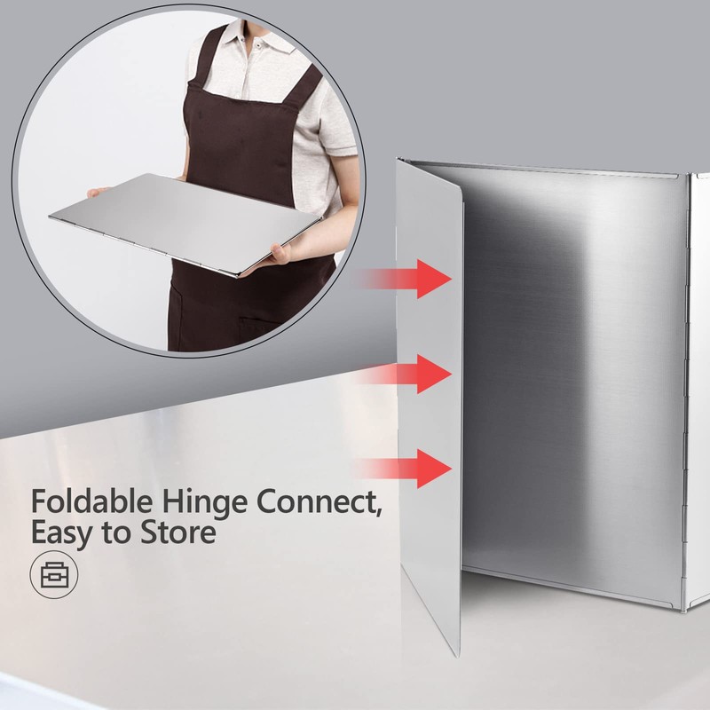 3 Sided Splatter Guard, Stainless Steel Oil Splash Guard Shield