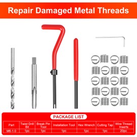 JMMRRR Thread Repair Kit M6 X 1.0mm, Helicoil Metric Thread Repair Insert Kit with HSS Drill Bits, Rethreading Inserts Tool Set for Damaged Thread Repairing