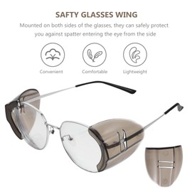 Milisten 2 Pairs of Glasses, Side Protection, Flexible Protective Glasses, Protective Glasses, Clear Side Protection for Safety Glasses, Glasses Protection (Dark Brown)