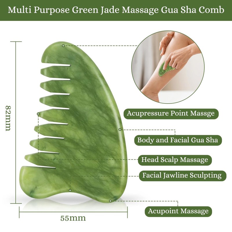 Multipurpose Jade Green Handmade Massage Comb Full Relaxing Massage Scalp