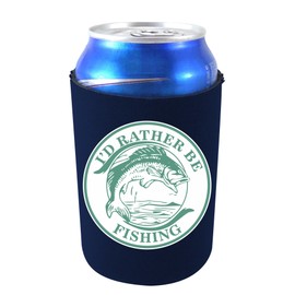 I'd Rather Be Fishing Collapsible Can Coolie (Navy Blue)