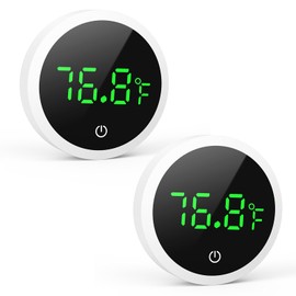 OQIMAX Digital Aquarium Thermometer, LED Display Fish Tank Thermometer with Touch Buttons, Stick-on High Accurate Wireless Aquarium Thermometers, for Tortoise, Reptile, Tropical Fish, Aquatic 【2 Pack】