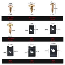 Nilight 170Pcs Car U-Clip and Screw Assortment Kit 9 Different Sizes Automotive U Nut and Screw Clip Replacement Parts for Dash Door Panel Interior