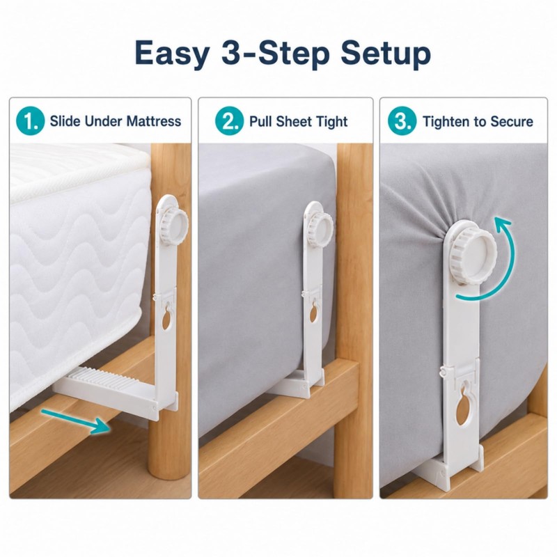 Estate & Co. 4 Pack Adjustable Bed Sheet Holders for