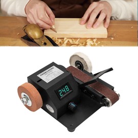 350W Electric Mini Belt Sander, Infinitely Adjustable Speed DIY Benchtop Polishing Sander w/ 10PCS Abrasive Belt & Digital Display for Sanding and Polishing Wood Metal Knife