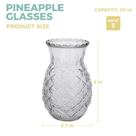 Mageeki Cocktail Glasses, 20 Oz Pineapple Glasses Tropical Tiki Glassware Glass Cups for Cocktails, Drinking Glasses for Wine, Juice, Milk, Water, Bar, Party, Wedding (Set of 2)