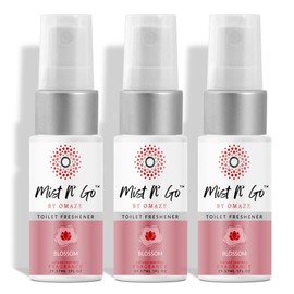 Mist N’ Go by Omaze Travel Bathroom Spray for Toilet Spray Odor Eliminator - Travel Toilet Spray for Bathroom Air Freshener Spray for Bathroom Deodorizer - Blossom Travel Size (1oz x3)
