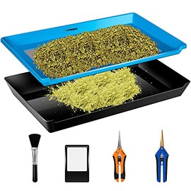 VIVOSUN Heavy Duty 2-in-1 Trim Bin for Kief, Pollen and Herbs Collecting, Trimming Tray Set with 150 Micron Fine Mesh Screen and 2 Trimming Scissors
