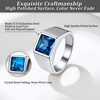 Bestyle Stainless Steel Square 8mm*8mm Blue Topaz Sapphire Ring for