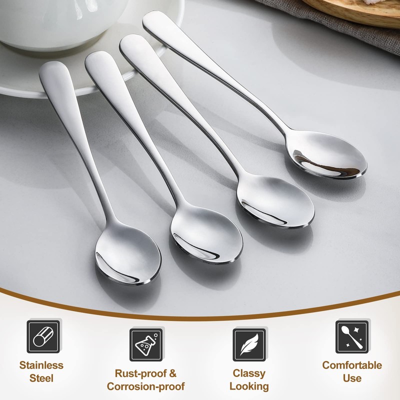 Hiware 6-Piece Demitasse Espresso Spoons, 4 Inches Stainless Steel Mini