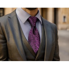 S&W SHLAX&WING Ties for Men Purple Dark Fringe Necktie Extra Long Size