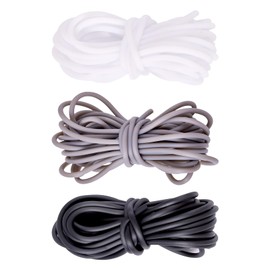 Magibeads - Cuerda de goma de tubo hueco de 3 mm, 5.47 yardas x 3 rollos de PVC para tejer cuerdas de peluquero para tejer, costura, manualidades, joyería, suministros de fabricación de joyas, negro y