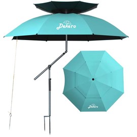 Dekero 8ft large Beach Patio Umbrella with Sand Anchor, Heavy Duty Wind UV Protection with Tilt & Sun Shade, Portable for Beach, Patio, Travel, Sport, Boat, Outdoor or Garden