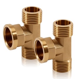 2 Stück T-stück Gewindefitting, 1/2 Zoll Messing T-Stück AG x IG x AG, 3-Wege-T-Verbindungsstück Kupplung, DN15 3-Wege Messing Splitter, geeignet für Druckluft, Wasser, Öl, Sanitär