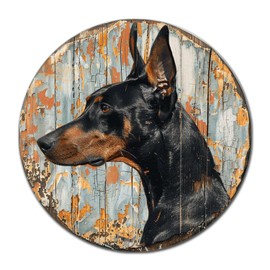 Lygond Metal Sign Tin Sign Doberman Pinscher Dog Rustic Sign for Modern and Sleek Interiors Gift for Club 8×8 Inches