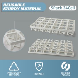 RooTrimmer 5 Pack Planting Pots Moving Trays for 3 inch(2.7 inch for Exact) Square Nursery Pots, 24 Cell Pots Carrier Holders(White)