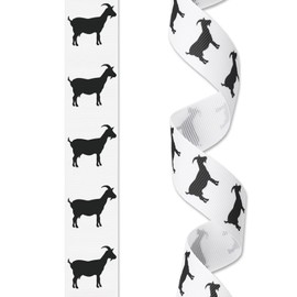 LANGFON Goat Ribbon Black and White Farm Animals Decor Ribbons Livestock Animal Farmhouse Ribbon for Fall Farm Themes Party Surprise Craft Animal Lovers Gift Wrapping Decoration Supplies 0.87" x 10yd