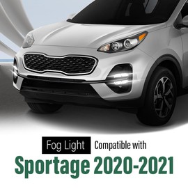 LQI LED Fog Lights Assembly DRL Daytime Running Lamps 1 Pair Left & Right Compatible with Kia Sportage 2020-2022 With Wiring Harness Fog Light Cover