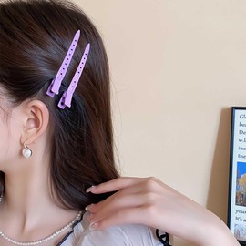 Cybche Metal Hair Clips Duck Bill Hair Clips Purple Hair Pin Clip Metal Alligator Curl Clips Long Side Clip Barrette Decorative Hair Accessories for Women