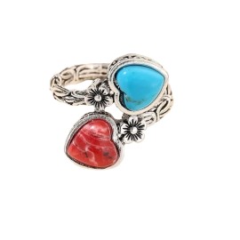 Styles By Shanna Boutique Vintage Native American Silver Heart Ring Turquoise Triangle Size 6