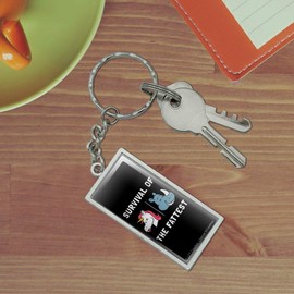 GRAPHICS & MORE Survival of the Fattest Unicorn Chubby Rhino Fittest Pun Funny Humor Rectangle Chrome Plated Metal Keychain Key Chain