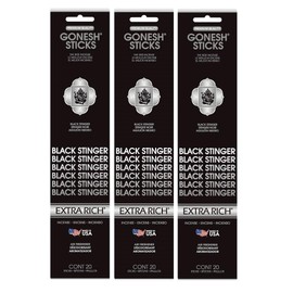 GONESH Black Stinger Incense Sticks 3 Pack 60 Sticks