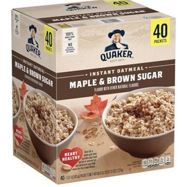 Quakers Instant Oatmeal, Maple Brown Sugar Flavor, 1.51 oz Packets, 40 Count