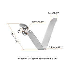 sourcing map 10pcs Single Button Kayak Paddle Snap Spring Clip 37mm x 6mm 65Mn Spring Steel V-Shaped Hollow Lift Telescopic Locking Tube Pole Clips For Tent Umbrella Camping,Silver Tone