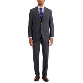 Nautica Mens Modern fit 2 Piece Suit 42 L / 36 Waist Charcoal Grey Solid Stretch