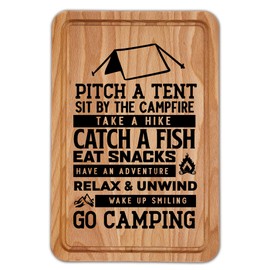 Funny Campers Wooden Chopping Board Pitch A Tent Quirky Novelty Gift for Camping