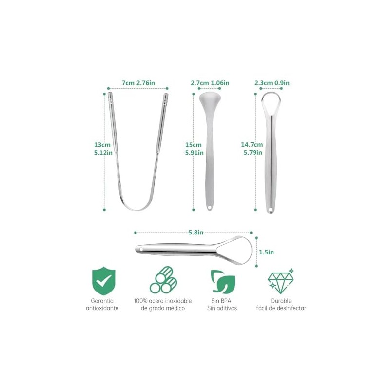 TOPOST Limpiador Raspador de Lengua, Tongue Scraper con Estuche