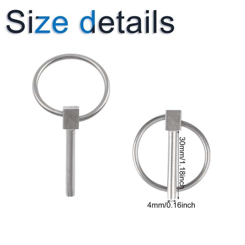 INCREWAY Lynch Pin, 4pcs dia 4mm Stainless Steel Round Safety