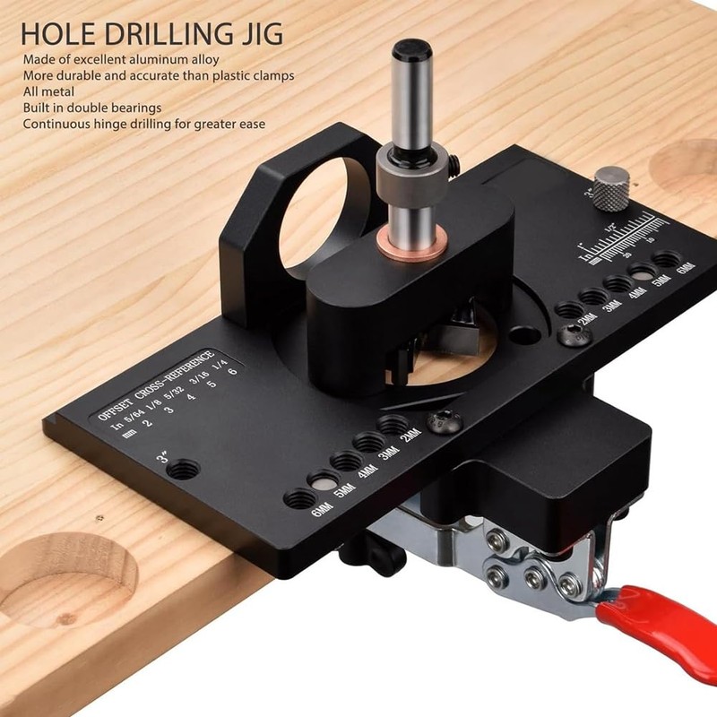 Hopbucan 35mm Concealed Hinge Jig Kit with Drill Guide Position,