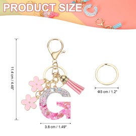 PATIKIL Alphabet Initial Letter Keychain, Resin Cute Keychains with Tassel Flowers Letter G Pendant Charm for Women Key Purse Handbag Bag Accessories, Pink